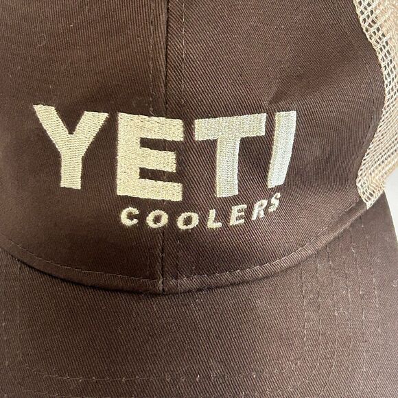 Yeti Coolers Hat Cap Color Brown Tan Snapback Truckers Breathable Cap - Picture 3 of 12